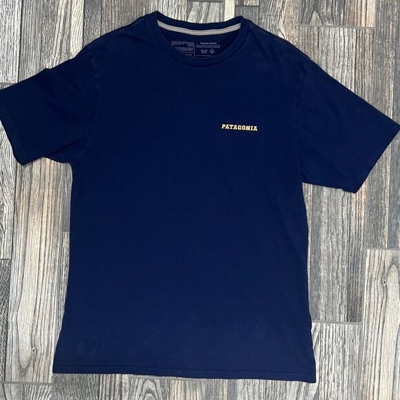 🔥 PATAGONIA Summit Road Graphic Tee Regular Fit -Navy Blue- Men Sz M - EXCELLEN - Picture 5 of 7
